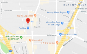 Dashè Brows Permanent Makeup office on the map in San Diego, Kearny Mesa area.