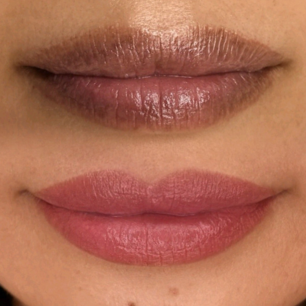Dark lip color neutralization flawless natural healed lips color correction permanent makeup San Diego Dashe 