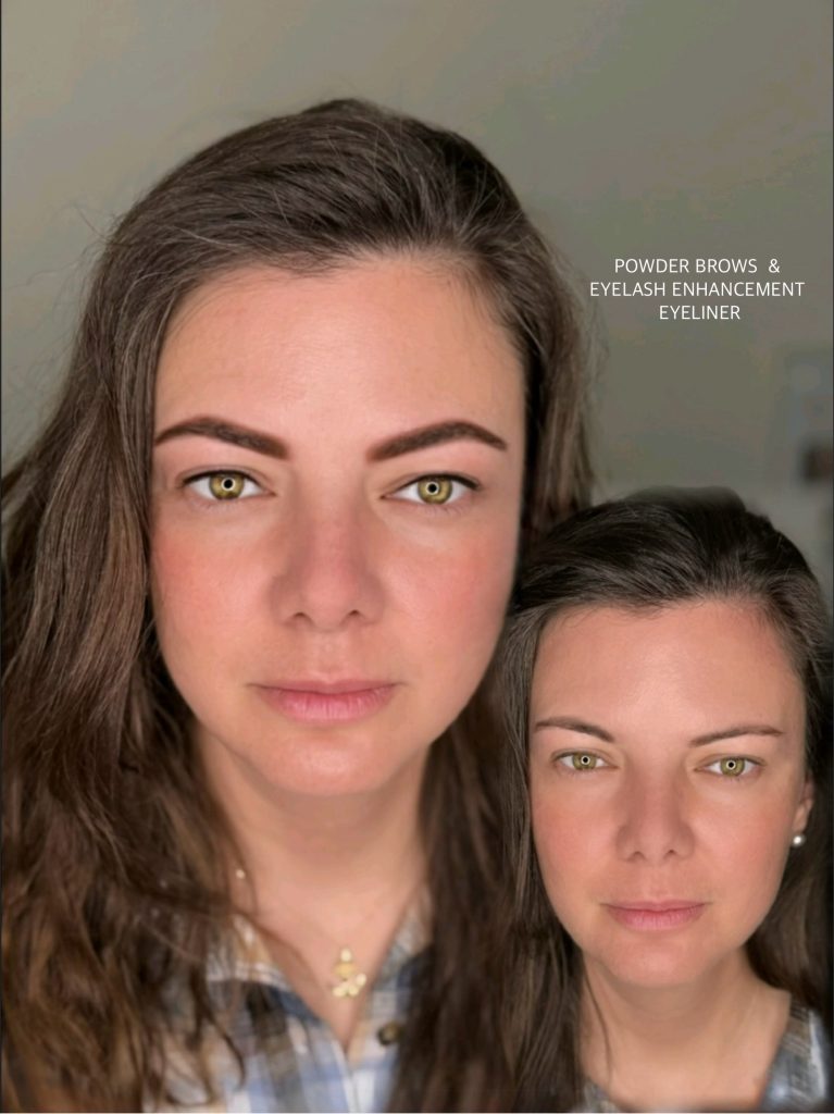 Permanent eyebrows tattoo natural looking powder brows eyeliner tattoo permanent makeup San Diego Dashe