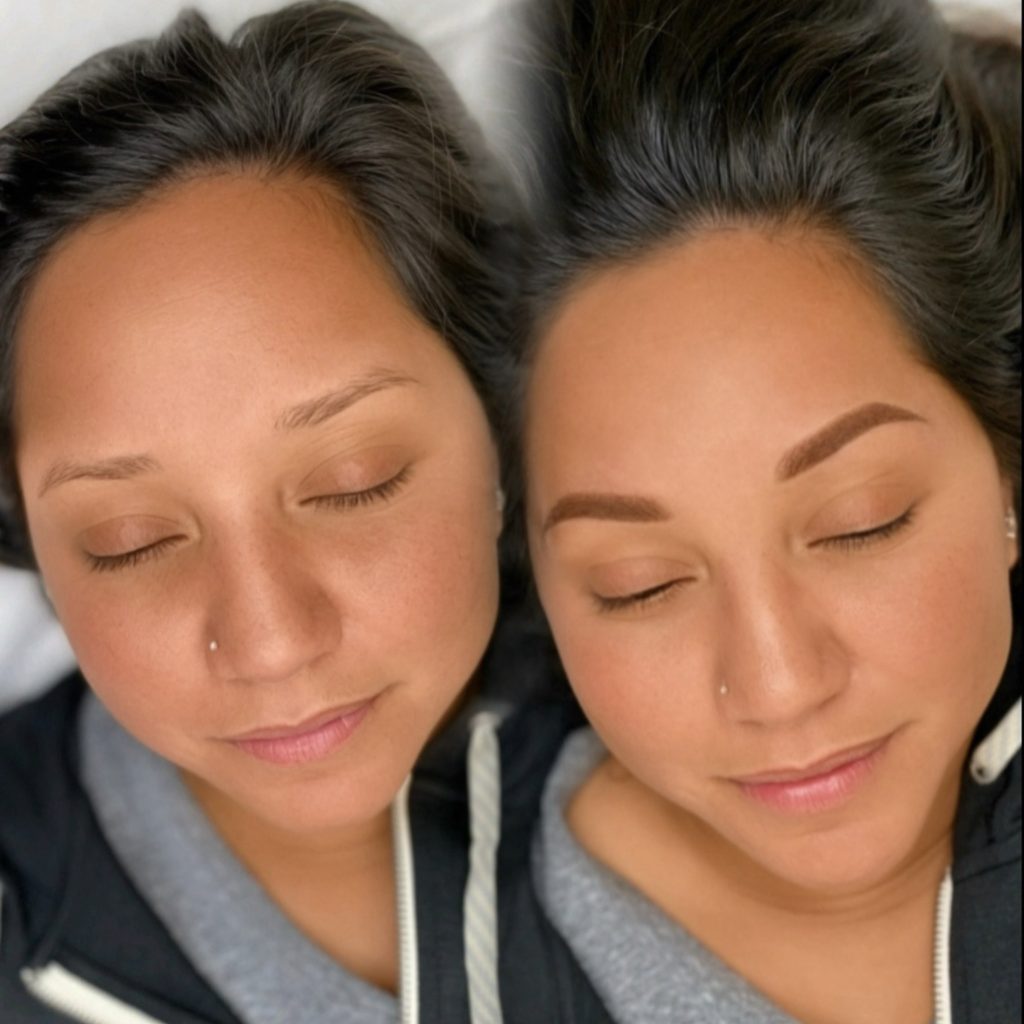 Permanent eyebrows tattoo permanent makeup powder brows natural healed nano San Diego 