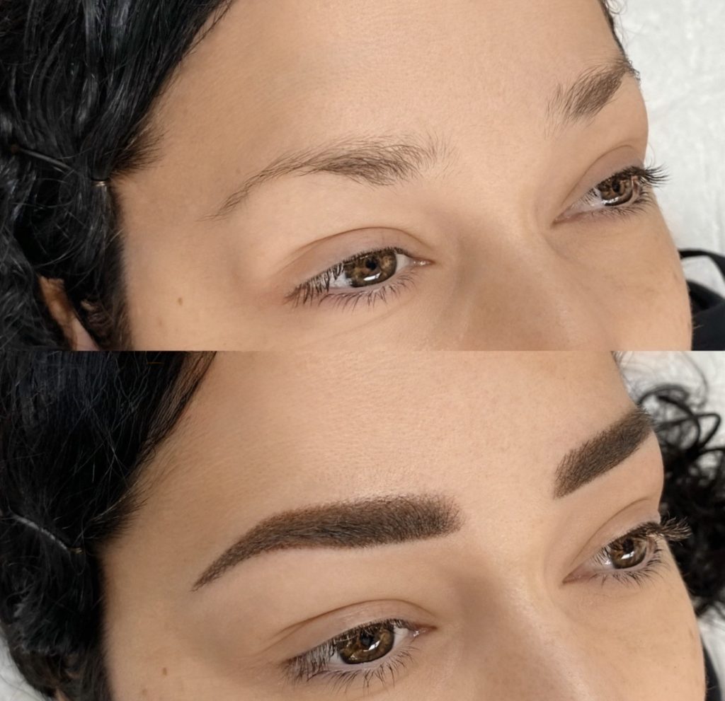Permanent eyebrows tattoo powder brows permanent makeup natural looking San Diego Dashe